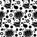 Gramophone retro silhouette seamless pattern