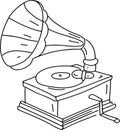 Gramophone retro vintage old items graphic illustration hand drawn doodle sketch music coloring Royalty Free Stock Photo