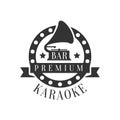 Gramophone In Round Frame Karaoke Premium Quality Bar Club Monochrome Promotion Retro Sign Vector Design Template