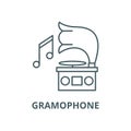 Gramophone vector line icon, linear concept, outline sign, symbol Royalty Free Stock Photo