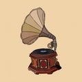 Gramophone- vintage hand drawn vector