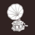 Gramophone- vintage hand drawn vector Illustration realistic sketch