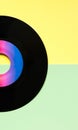 Gramophone vinyl disc retro, vintage style in happy pastel colors Royalty Free Stock Photo