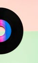 Gramophone vinyl disc retro, vintage style in happy pastel colors Royalty Free Stock Photo