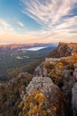 Grampians National Park mountains with lake Bellfield viewed from Pinnacle lookout