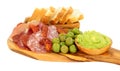 Gran Antipasto Snack Selection On Olive Wood Serving Board Royalty Free Stock Photo