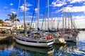Gran Canaria holidays. Scenic Puerto de Mogan village. View with sail boats