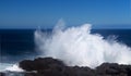 Gran Canaria, north coast, area around Punta Sardina cape, powerful foamy ocean waves Royalty Free Stock Photo