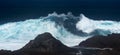 Gran Canaria, north coast, area around Punta Sardina cape, powerful foamy ocean waves Royalty Free Stock Photo