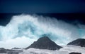 Gran Canaria, north coast, area around Punta Sardina cape, powerful foamy ocean waves Royalty Free Stock Photo