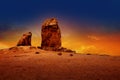 Gran canaria roque nublo dramatic sunset sky Royalty Free Stock Photo