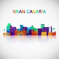 Gran Canaria skyline silhouette in colorful geometric style.