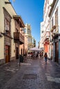 Gran Canaria, Spain - Feb 22, 2023: Calle Triana street in the capital city Las Palmas of Gran Canaria. Spain