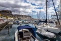 Gran Canaria, Spain - Feb 21, 2023: Colorful canarian fishing boats at the harbor in Puerto de Mogan, Gran Canaria,Spain Royalty Free Stock Photo