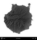 Gran Canaria, Spain, isolated on white. Grayscale Royalty Free Stock Photo