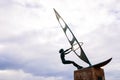 Gran Canaria, spain - January 12, 2022: Sculpture of a surfer woman near a Canarian beach Royalty Free Stock Photo