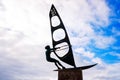 Gran Canaria, spain - January 12, 2022: Sculpture of a surfer woman near a Canarian beach Royalty Free Stock Photo