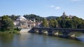 Gran Madre di Dio time lapse church in Turin, Po river and Cappuccini mount in a sunny day in Italy