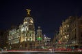 Gran Via central street of Madrid at night Royalty Free Stock Photo