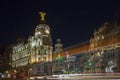 Gran Via central street of Madrid at night Royalty Free Stock Photo