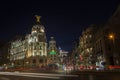 Gran Via central street of Madrid at night Royalty Free Stock Photo