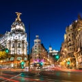 Gran Via in Madrid, Spain, Europe.