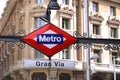 Gran Via Metro Station sign in Madrid.