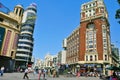 Gran Via and Plaza Callao in Madrid, Spain Royalty Free Stock Photo