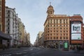 Gran Via Street and Edificio La Adriatica at Plaza de Callao Square - Madrid, Spain