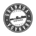 Granada Andalucia Spain Round Button City Skyline Design Stamp Vector Travel Tourism
