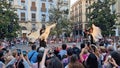 Granada, Andalusia, Spain, 3rd May 2023. Professional dancers dancing sevillanas flamencas in the Plaza del Ayuntamiento