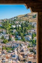 The picturesque Albaicin district in Granada as seen from the Alhambra Palace. Andalusia, Spain. Royalty Free Stock Photo