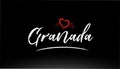 granada city hand written text with red heart logo