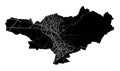 Granada map. Detailed black map of Granada city poster with streets. Cityscape urban vector