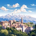 Granada\'s Essence: Alhambra Meets Sierra Nevada in Minimal Art