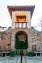 Decorative Tower with Fountain in the Garden of Nasrid Palace, Alhambra, Granada Royalty Free Stock Photo