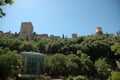 Granada / Spain - August 4, 2017, View of the Al Hambra Palace from the Al Bayzin neighborhood.