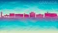 Granada Spain City Skyline vector Silhouette. Broken Glass Abstract Geometric Dynamic Textured. Banner Background. Colorful Shape