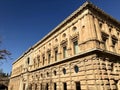 Granada, Spain - December 30, 2019: Renaissance palace of Carlos V, Palacio de Carlos V, in Alhambra