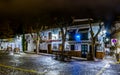 GRANADA, SPAIN, JANUARY 3, 2016: night view of a closed bar near to a lookout spot for the alhambra palace in granada Royalty Free Stock Photo