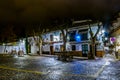 GRANADA, SPAIN, JANUARY 3, 2016: night view of a closed bar near to a lookout spot for the alhambra palace in granada Royalty Free Stock Photo