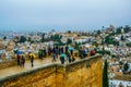 GRANADA, SPAIN, JANUARY 3, 2016: People are enjoying view over Granada from Alhambra palace in spain....IMAGE Royalty Free Stock Photo