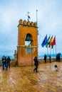 GRANADA, SPAIN, JANUARY 3, 2016: People are enjoying view over Granada from Alhambra palace in spain....IMAGE Royalty Free Stock Photo