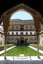 Courtyard of the Myrtles in day time at Alhambra