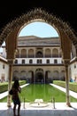 Myrtle courtyard in the Palace of the Comares of the Alhambra in Granada Royalty Free Stock Photo