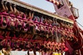 Granada, Spain, June 16 2022: People upside down on a extreme attraction in the amusement park.