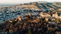GRANADA.SPAIN-March 4:Famous spanish monument,the Alhambra palace aerial view.Fortress located Granada,Andalusia,Spain.The e