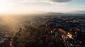 GRANADA.SPAIN-March 4:Famous spanish monument,the Alhambra palace aerial view at sunset.Fortress located Granada,Andalusia,Spain.