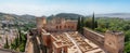 Panoramic view of Alcazaba interior with Plaza de Armas and Defense Towers at Alhambra - Granada, Andalusia, Spain Royalty Free Stock Photo