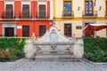 Granada, Spain October 17th, 2019. Pilar del Toro Monumental fountain in the Plaza de Santa Ana